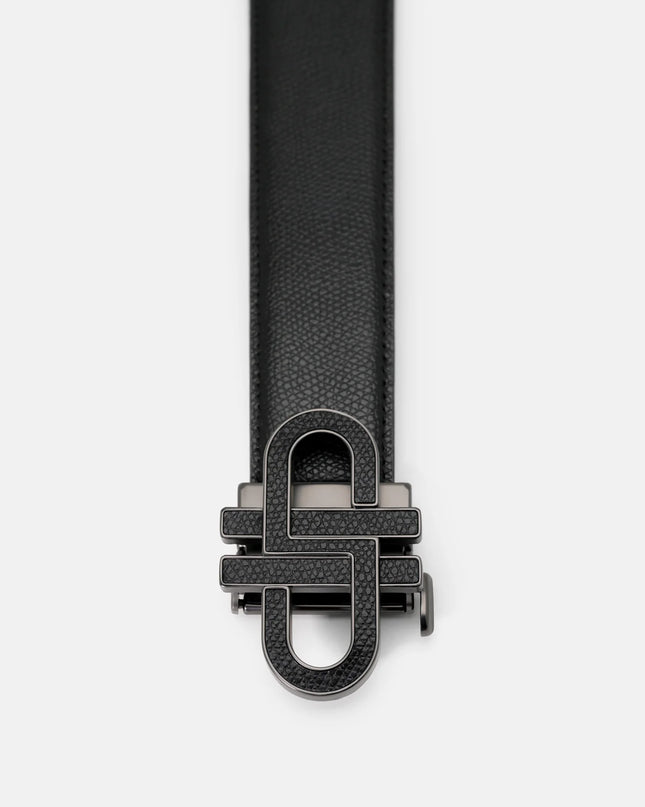 Leather Automatic Belt - Black Embossed
