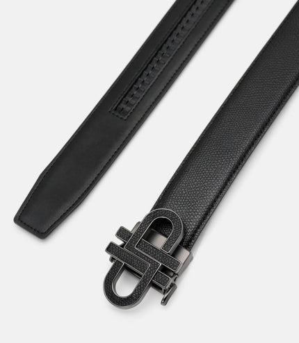 Leather Automatic Belt - Black Embossed