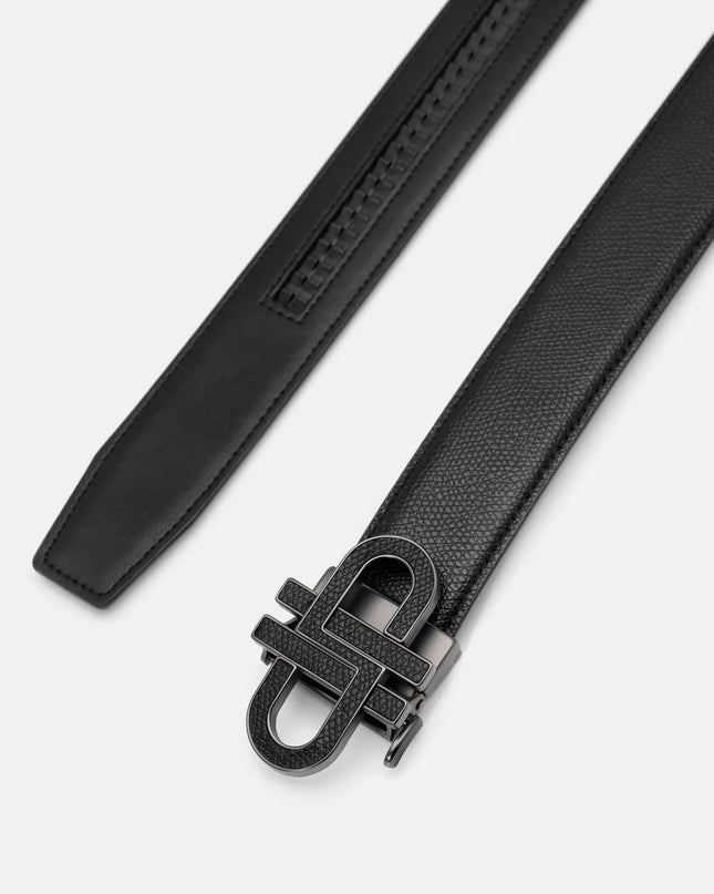 Leather Automatic Belt - Black Embossed