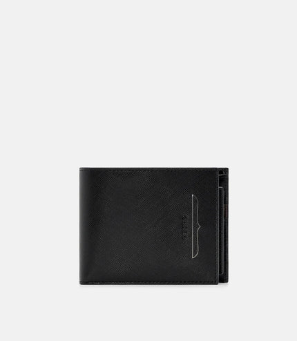 Saffiano Leather Bi-Fold Wallet with Insert - Black Saffiano