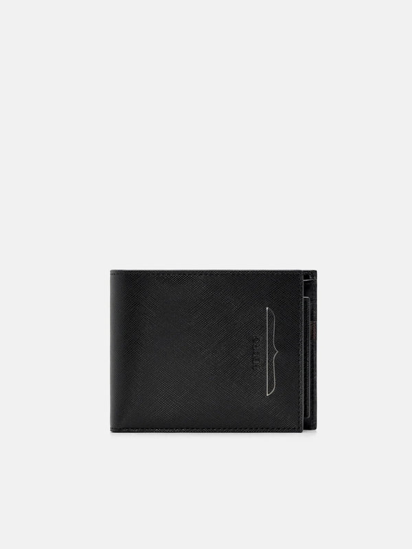Saffiano Leather Bi-Fold Wallet with Insert - Black Saffiano