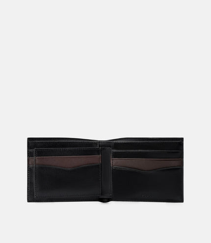 Saffiano Leather Bi-Fold Wallet with Insert - Black Saffiano