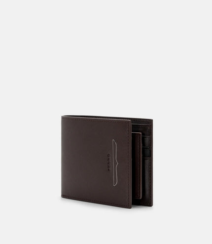 Saffiano Leather Bi-Fold Wallet with Insert - Dark Brown Saffiano