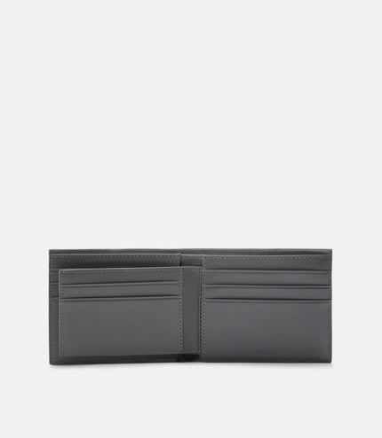Embossed Leather Bi-Fold Wallet with Insert - Grey Tumble
