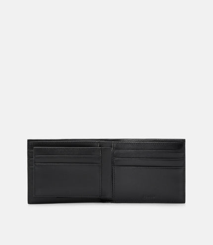 Embossed Leather Bi-Fold Wallet with Insert - Black Tumble