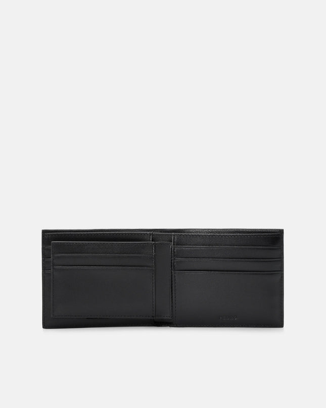 Embossed Leather Bi-Fold Wallet with Insert - Black Tumble