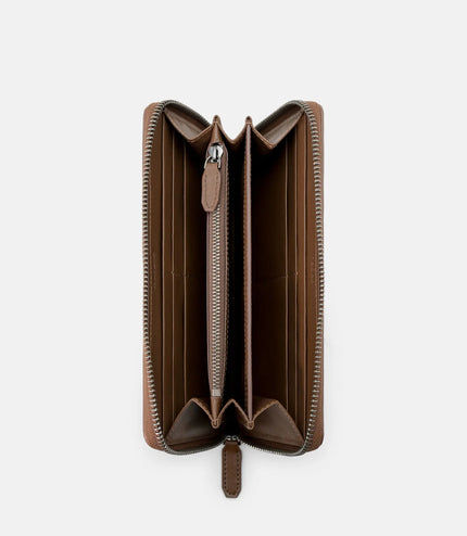 Embossed Leather Long Wallet - Brown Embossed