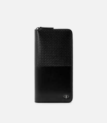 Embossed Leather Long Wallet - Black Embossed
