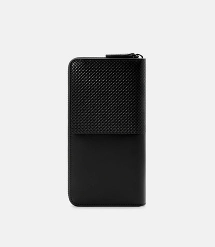 Embossed Leather Long Wallet - Black Embossed
