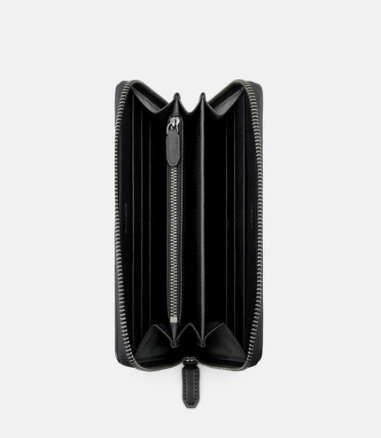 Embossed Leather Long Wallet - Black Embossed