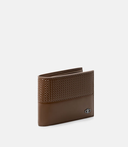 Embossed Leather Bi-Fold Wallet with Insert - Brown Embossed