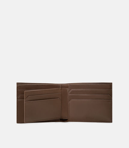Embossed Leather Bi-Fold Wallet with Insert - Brown Embossed
