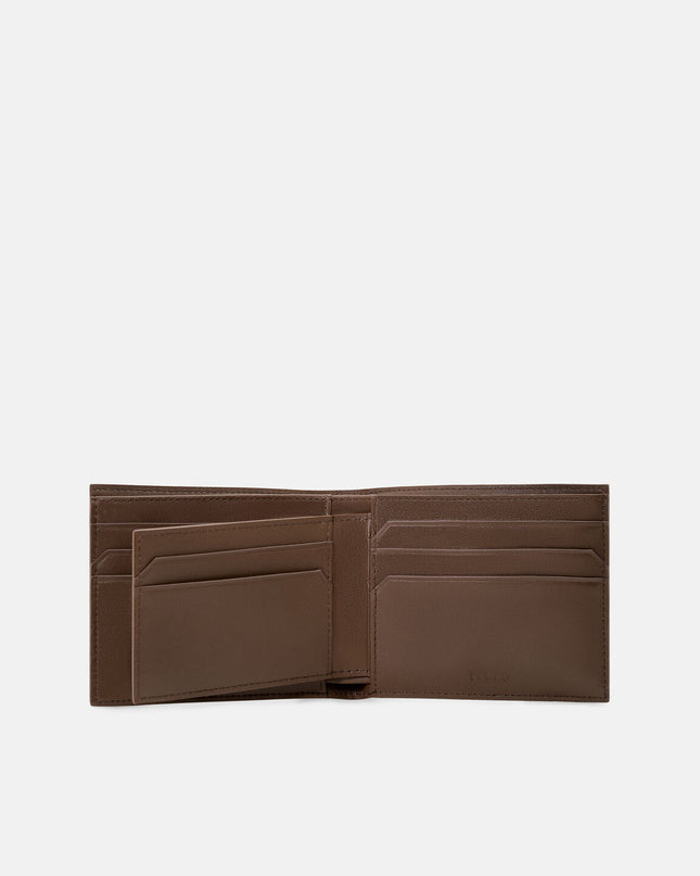Embossed Leather Bi-Fold Wallet with Insert - Brown Embossed