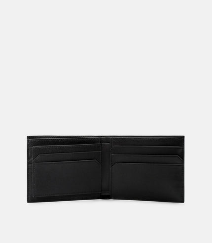 Embossed Leather Bi-Fold Wallet with Insert - Black Embossed