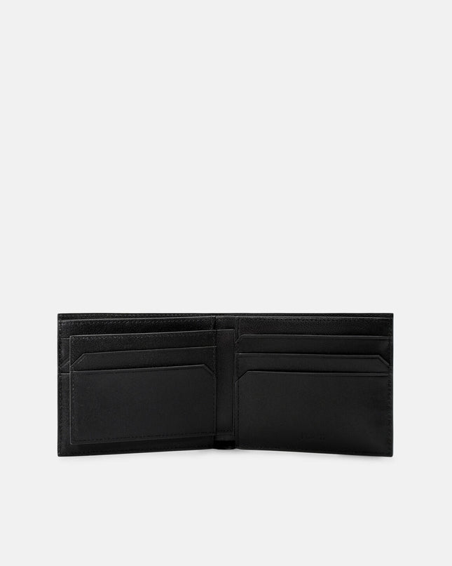 Embossed Leather Bi-Fold Wallet with Insert - Black Embossed