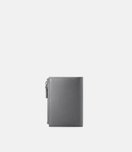 Leather Zipped Card Holder - Grey Tumble