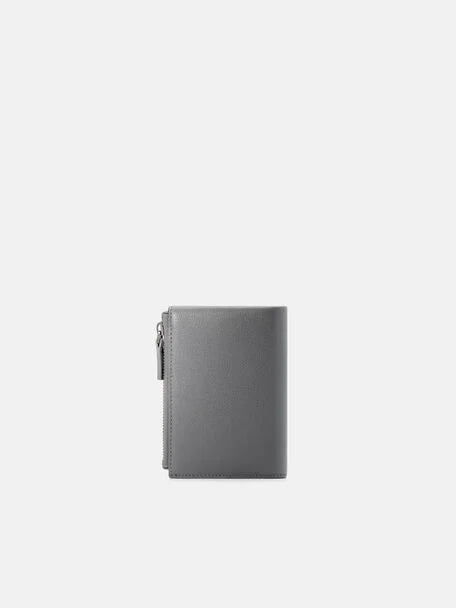 Leather Zipped Card Holder - Grey Tumble