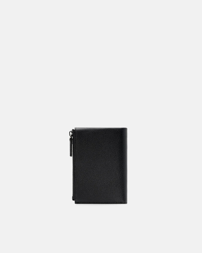 Leather Zipped Card Holder - Black Tumble