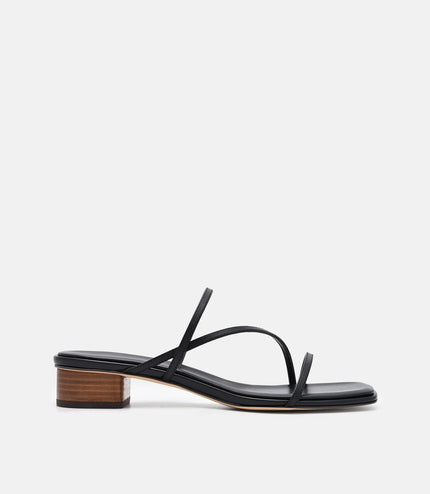 Erna Leather Heel Sandals - Black