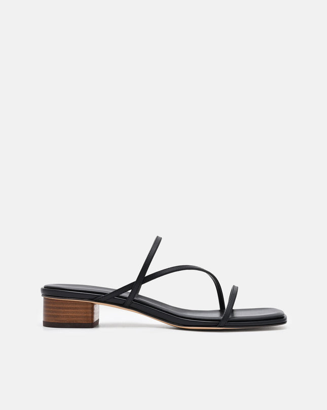 Erna Leather Heel Sandals - Black