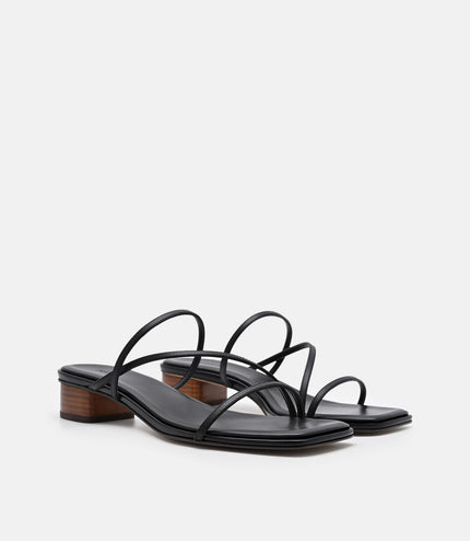 Erna Leather Heel Sandals - Black