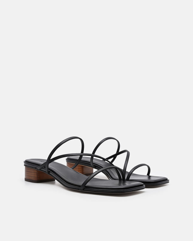 Erna Leather Heel Sandals - Black