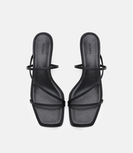 Erna Leather Heel Sandals - Black