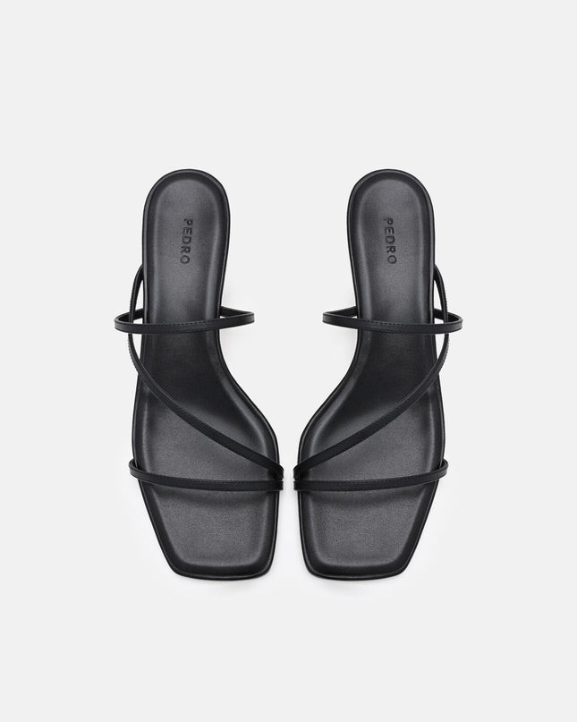 Erna Leather Heel Sandals - Black