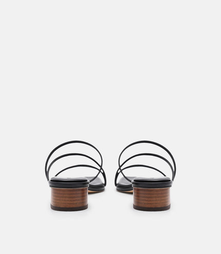 Erna Leather Heel Sandals - Black