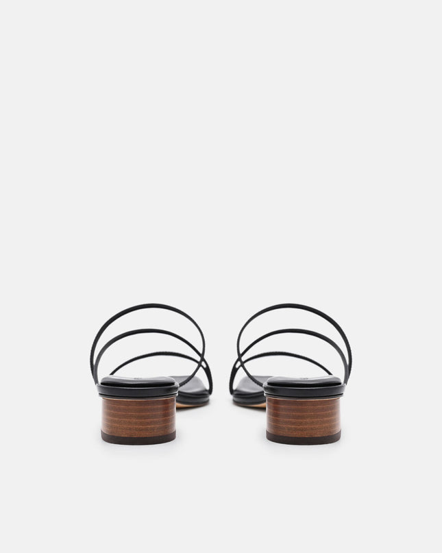 Erna Leather Heel Sandals - Black