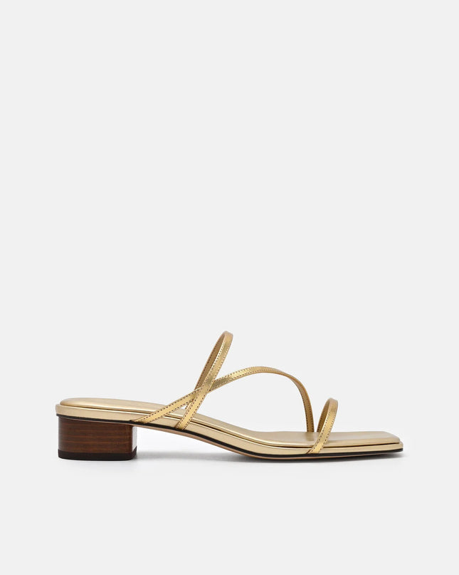 Erna Leather Heel Sandals - Gold