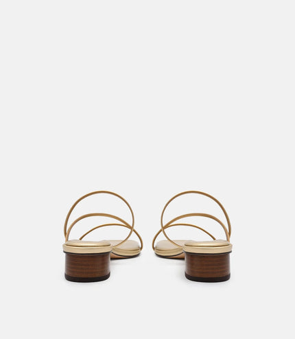 Erna Leather Heel Sandals - Gold
