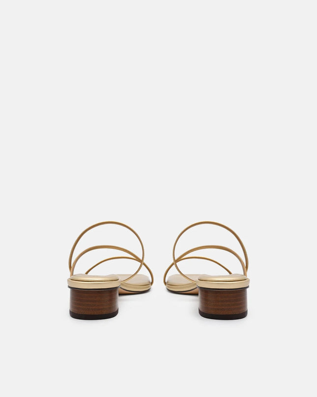 Erna Leather Heel Sandals - Gold