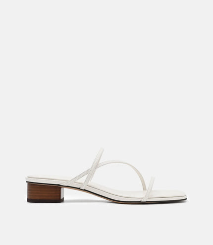 Erna Leather Heel Sandals - Chalk