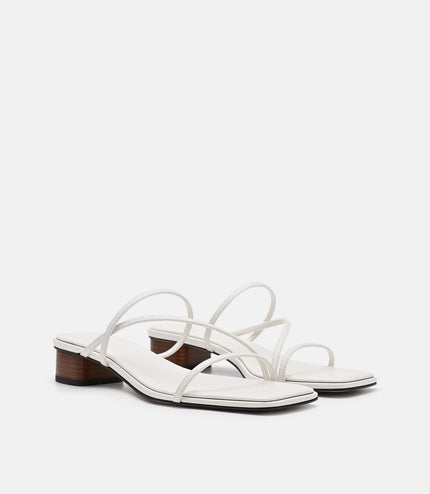 Erna Leather Heel Sandals - Chalk