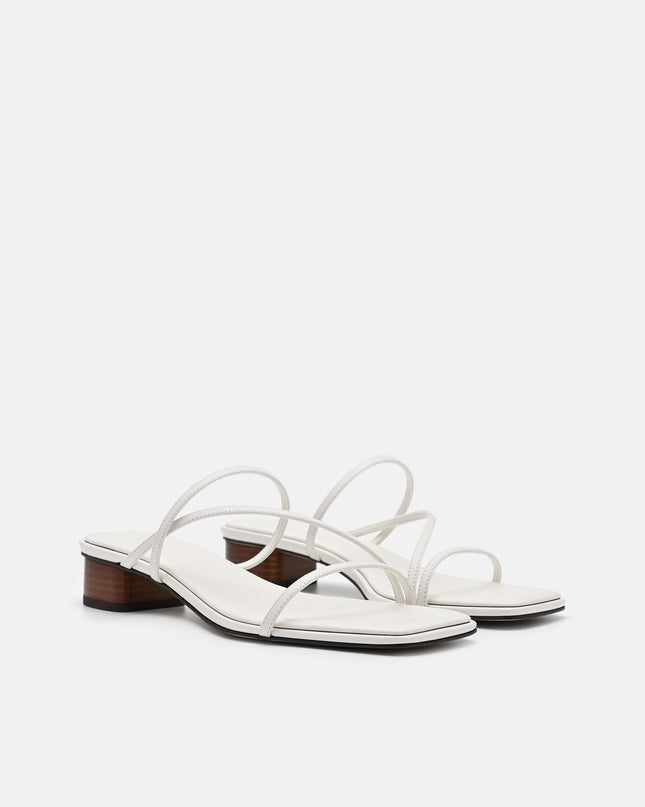 Erna Leather Heel Sandals - Chalk