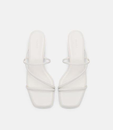 Erna Leather Heel Sandals - Chalk