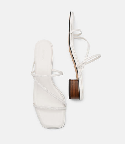 Erna Leather Heel Sandals - Chalk