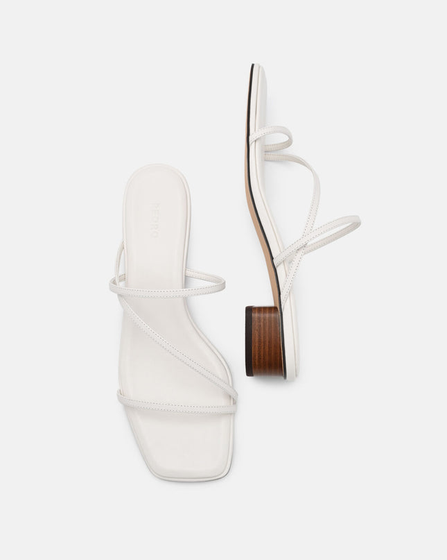 Erna Leather Heel Sandals - Chalk