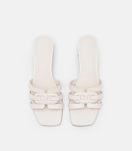 Carmel Leather Heel Sandals - Chalk