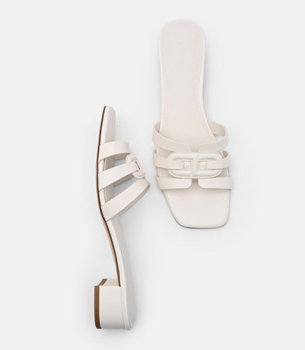 Carmel Leather Heel Sandals - Chalk