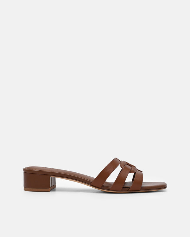 Carmel Leather Heel Sandals - Cognac