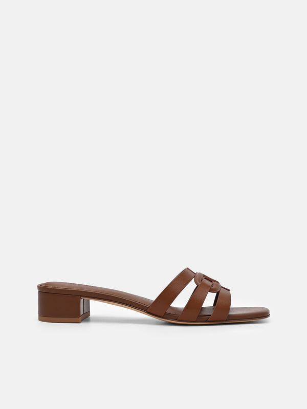 Carmel Leather Heel Sandals - Cognac
