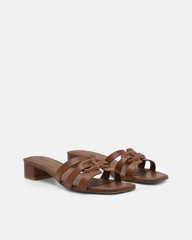 Carmel Leather Heel Sandals - Cognac