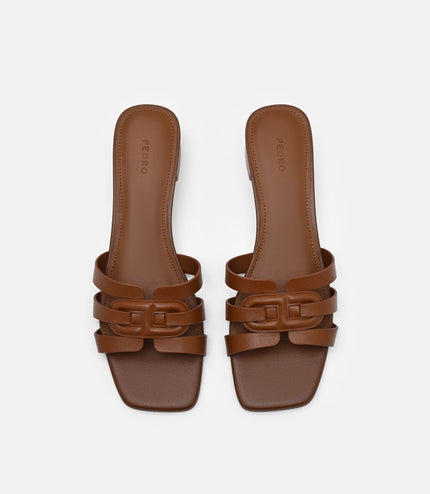 Carmel Leather Heel Sandals - Cognac