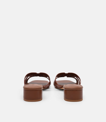 Carmel Leather Heel Sandals - Cognac