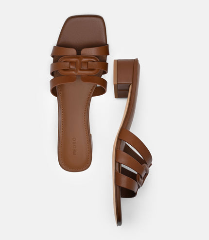 Carmel Leather Heel Sandals - Cognac