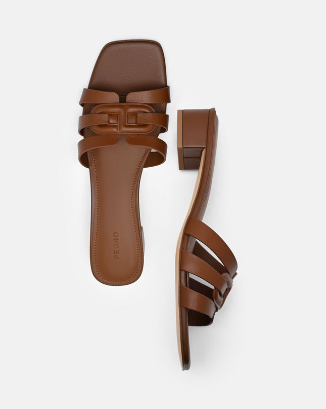 Carmel Leather Heel Sandals - Cognac