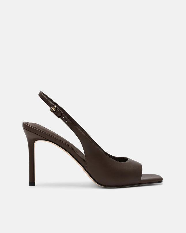 Marina Leather Heel Sandals - Dark Brown
