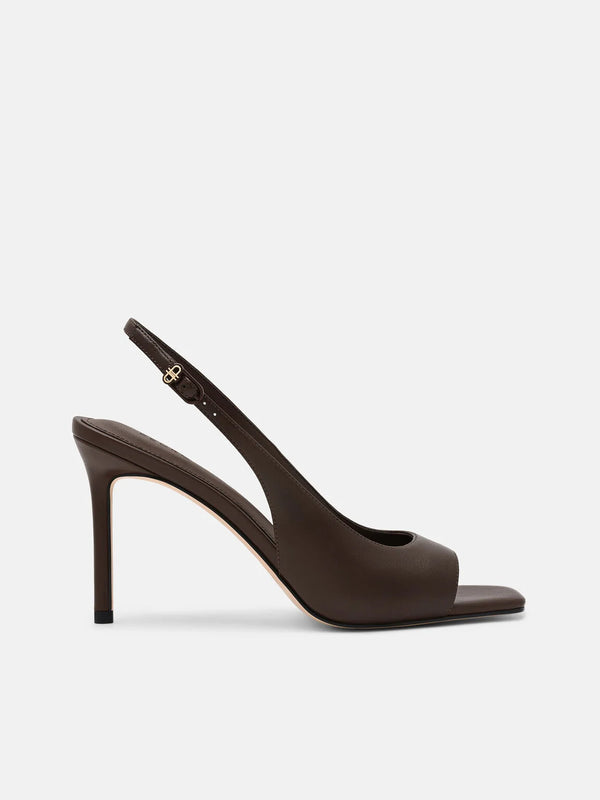 Marina Leather Heel Sandals - Dark Brown